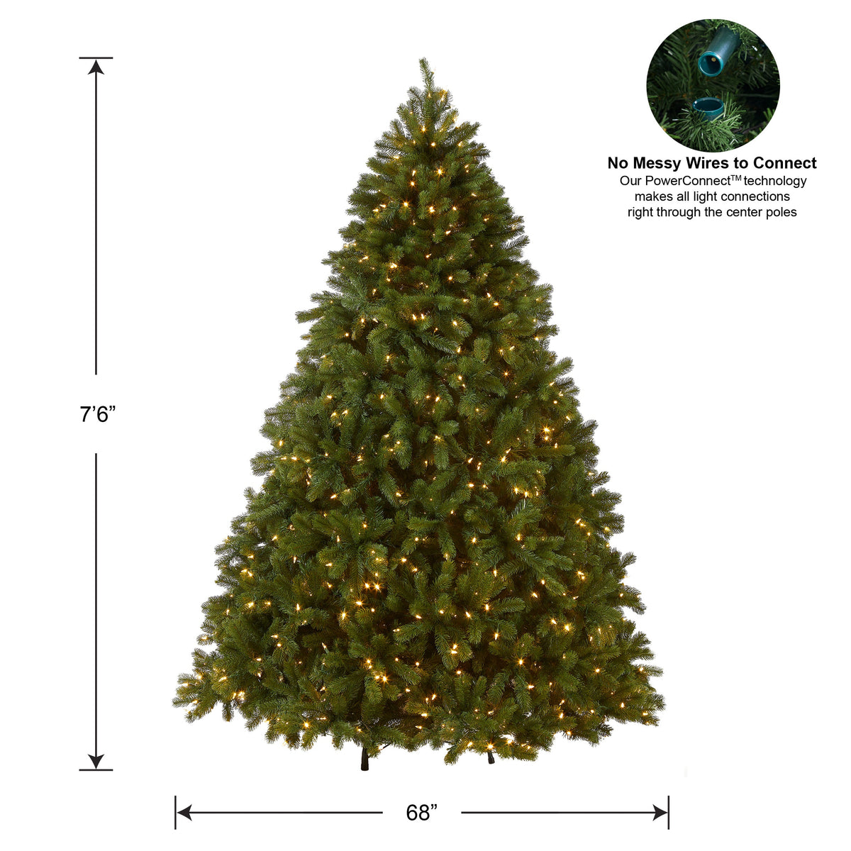 7.5 ft. Pre-Lit Deluxe Downswept Douglas Fir Tree with PowerConnect Dual Color LED Lights, Plug-In