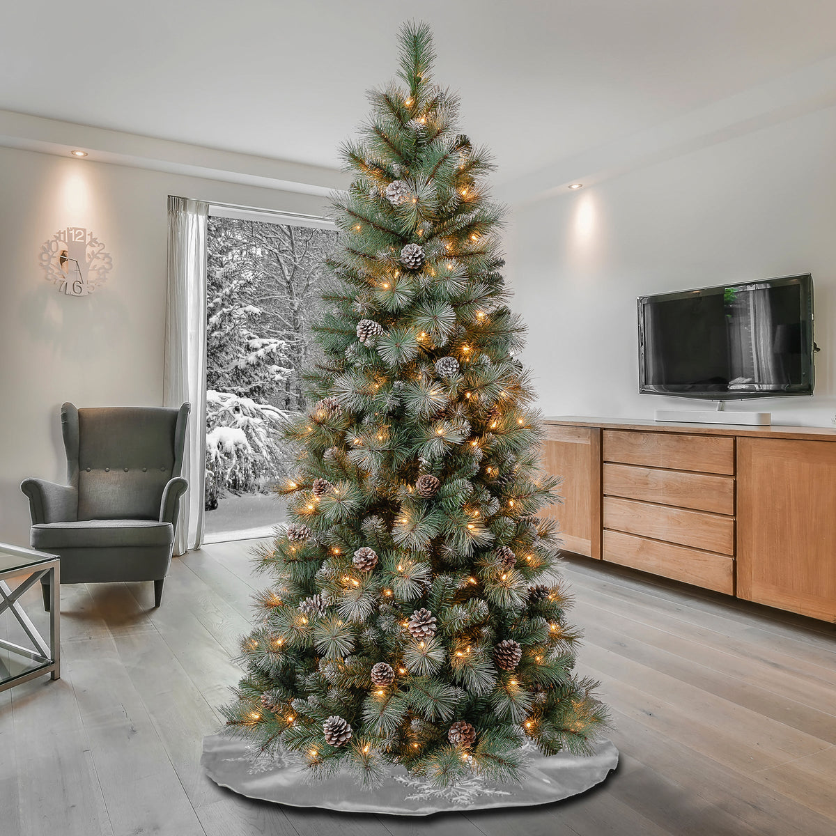 6 ft. Pre-Lit Perry Mixed Pine Tree with Clear Lights, Plug-In