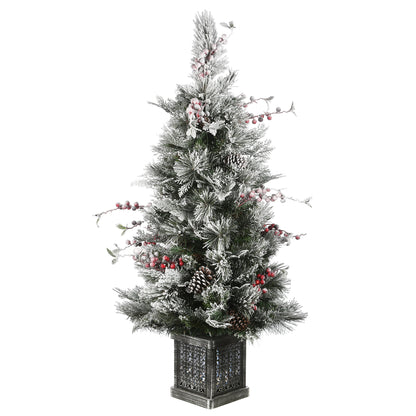 4 ft. Pre-Lit Snowy Bedford Pine Tree with Clear Lights, Plug-In