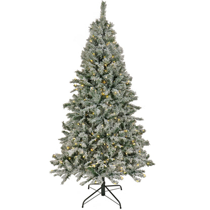 7.5 ft. Pre-Lit Snowy Harwich Tree with PowerConnect Warm White LED Lights, Plug-In