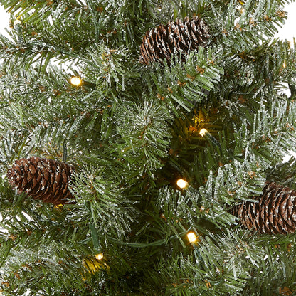 2 ft. Pre-Lit Snowy Concolor Fir Tree with LED Lights