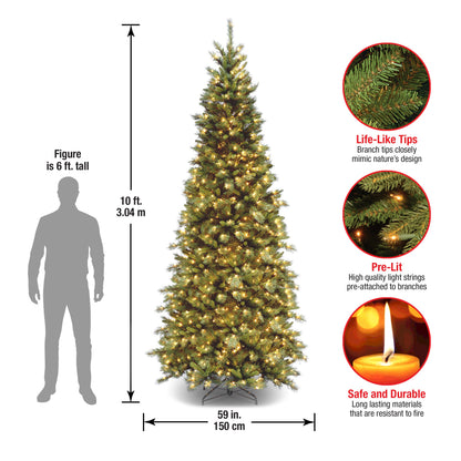 10 ft. Pre-Lit Tiffany Fir Slim Tree with Clear Lights, Plug-In