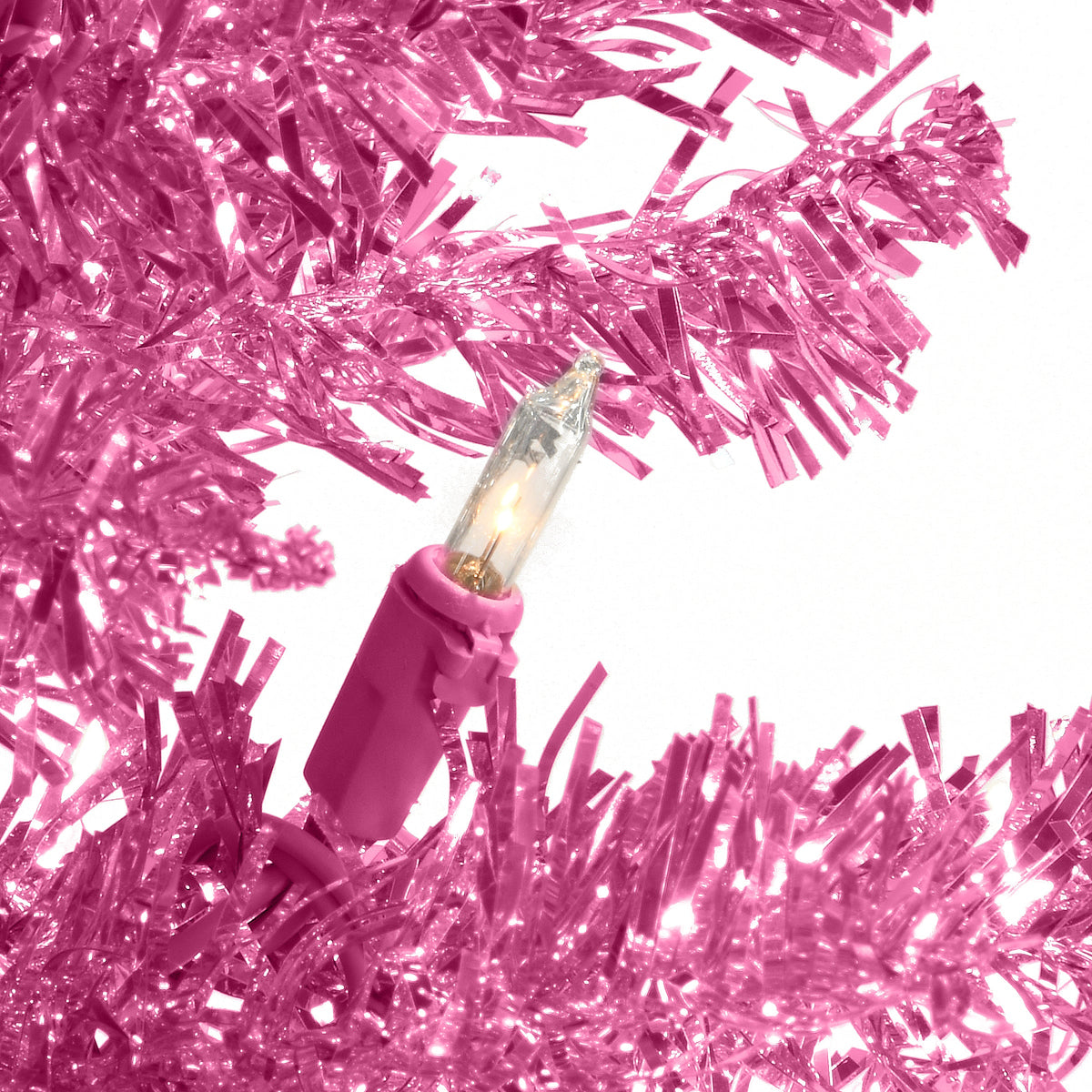 4 ft. Pre-Lit Tinsel Collection Pink Tree with Clear Lights, Plug-In