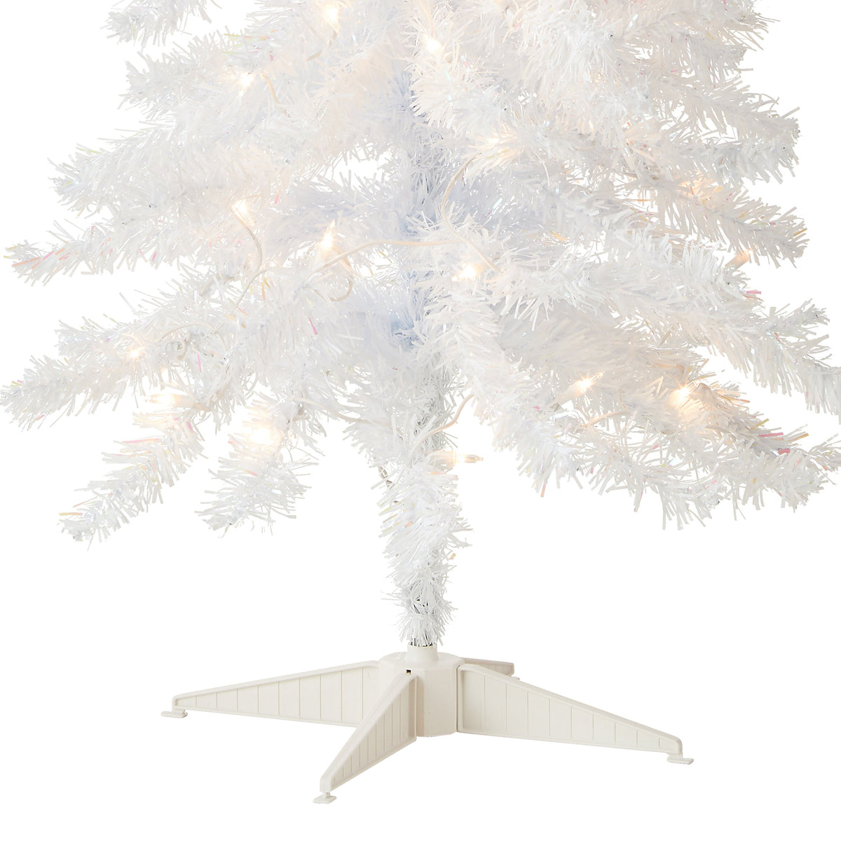 4 ft. Pre-Lit Tinsel Collection White Iridescent Tree with Clear Lights, Plug-In