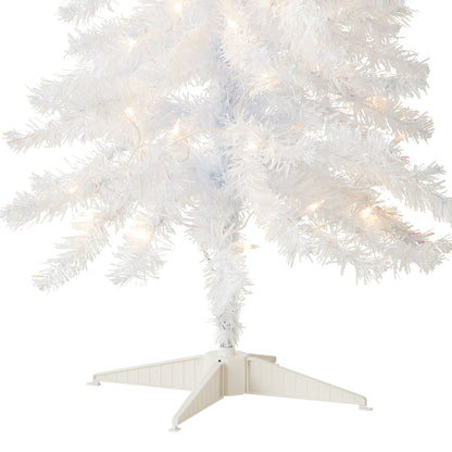 4 ft. Pre-Lit Tinsel Collection White Iridescent Tree with Clear Lights, Plug-In