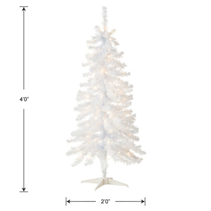 4 ft. Pre-Lit Tinsel Collection White Iridescent Tree with Clear Lights, Plug-In