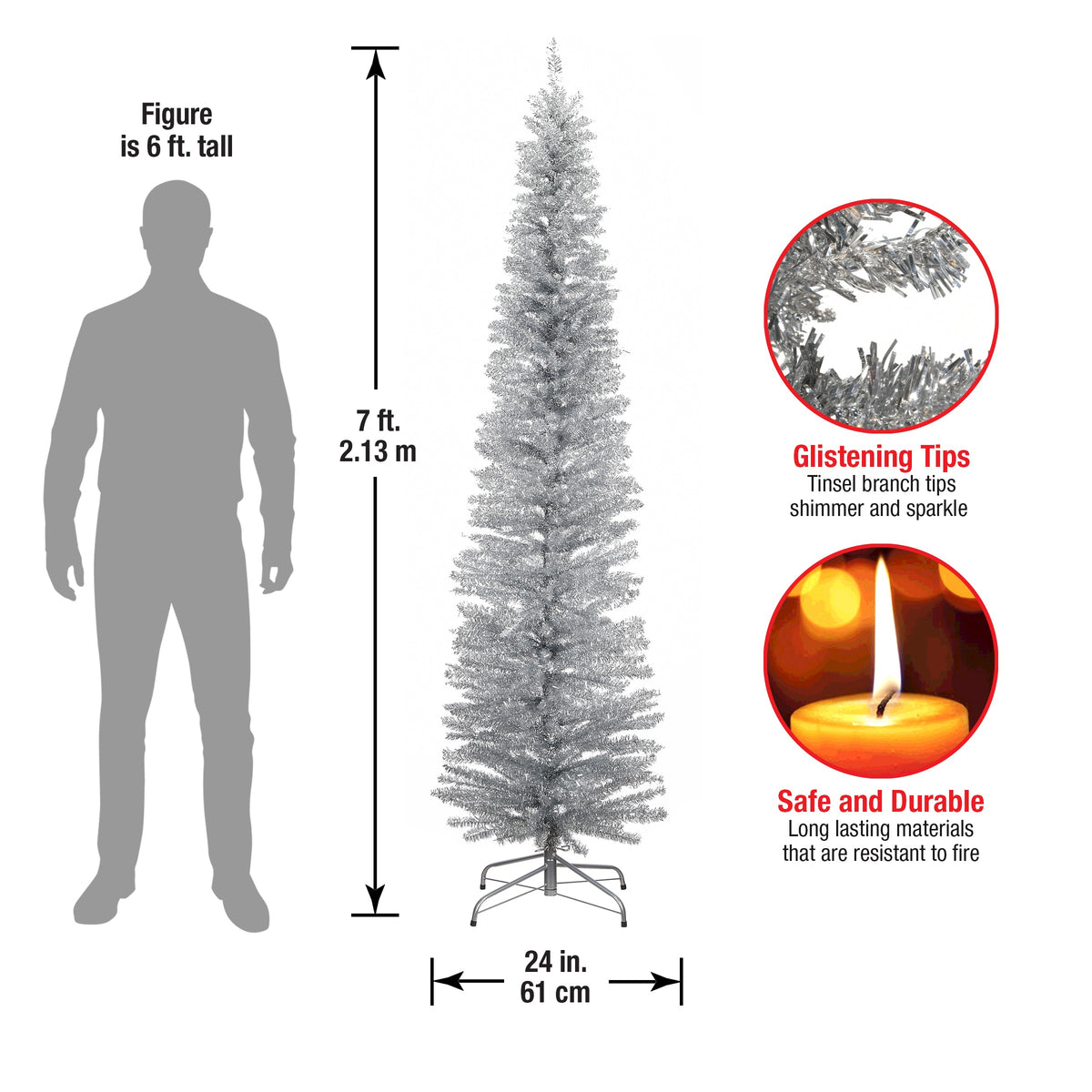 7 ft. Tinsel Collection Silver Tree