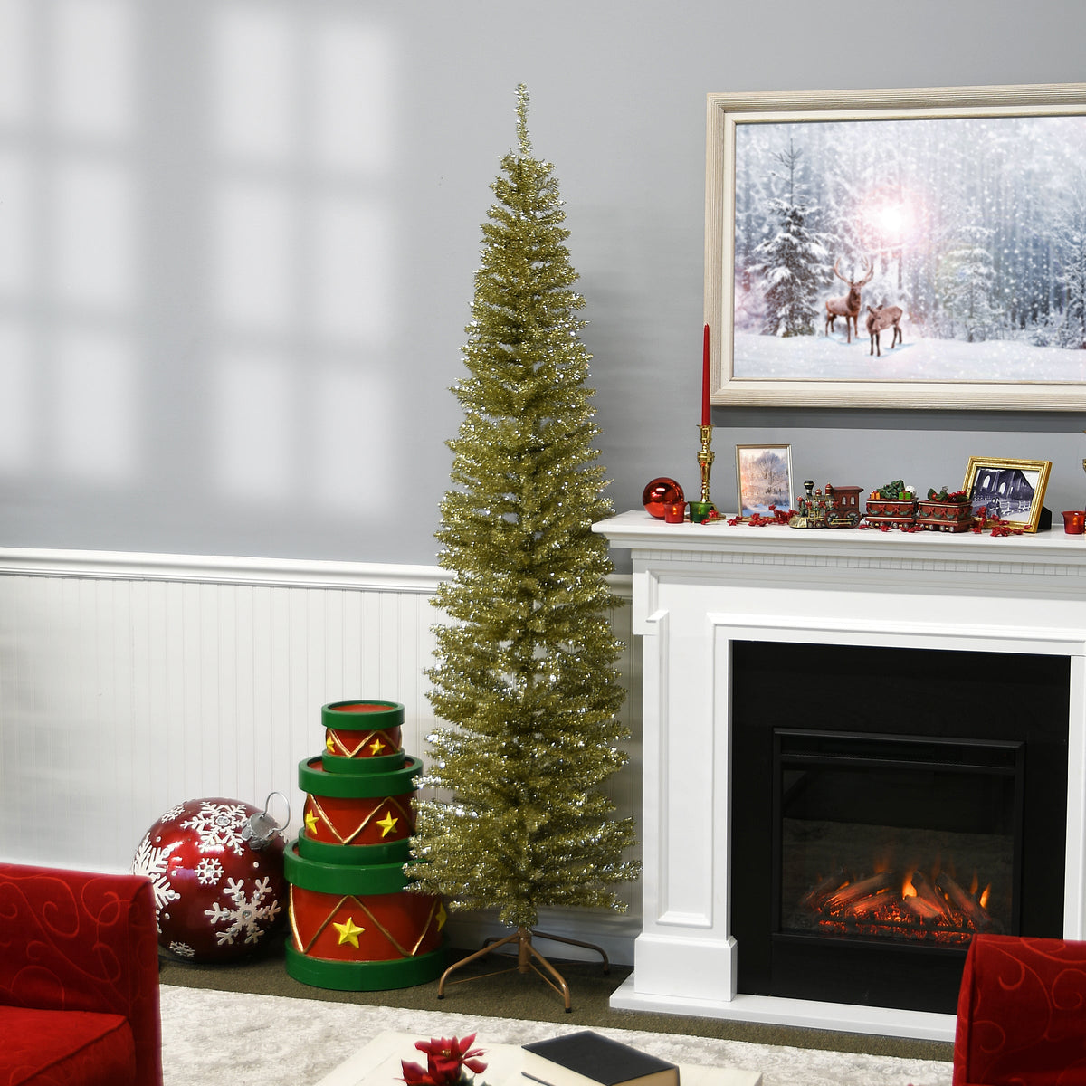 7 ft. Tinsel Collection Champagne Gold Tree