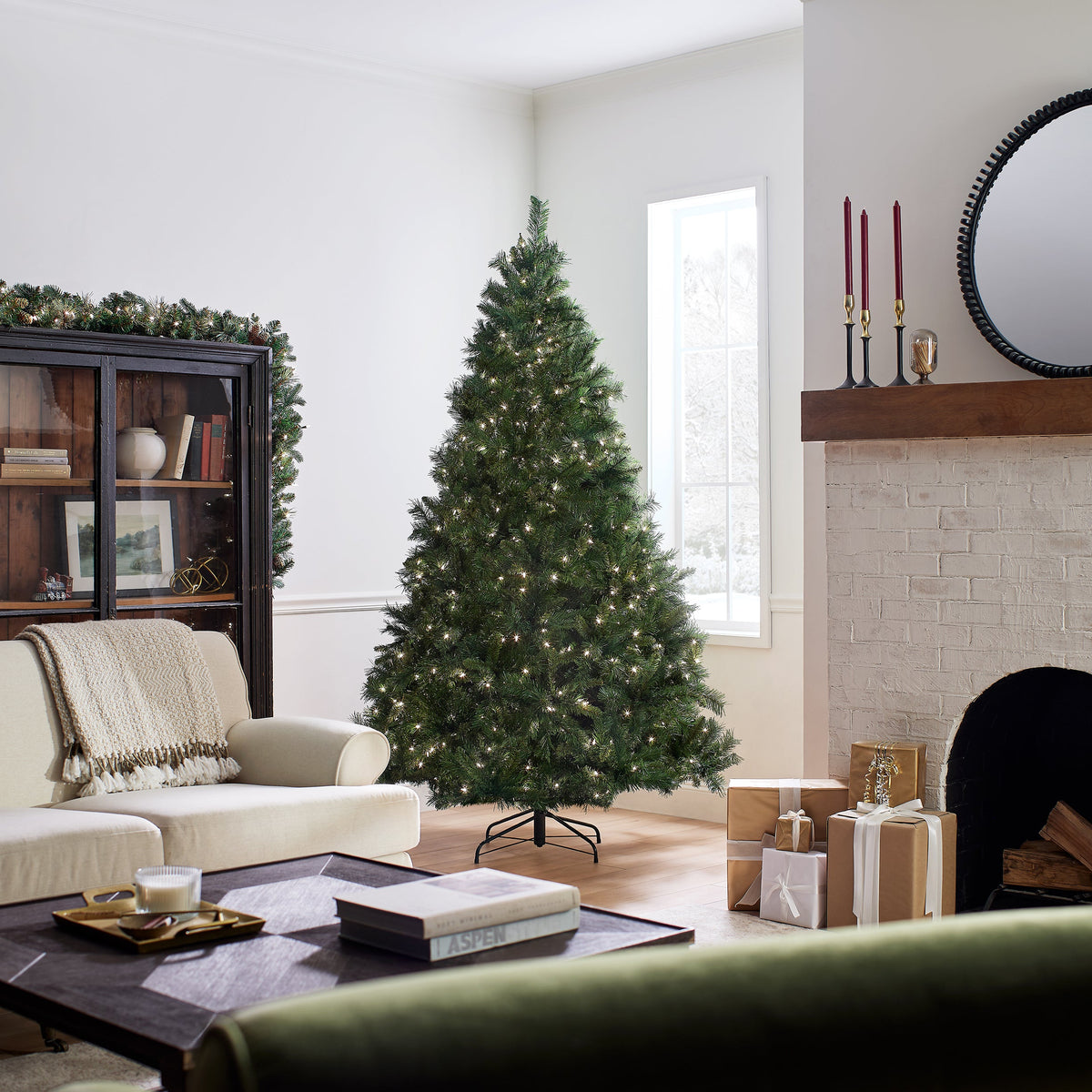 7.5 ft. Pre-Lit Winchester Pine Tree with Clear Lights, Plug-In