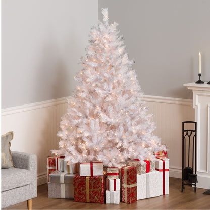 6.5 ft. Pre-Lit Winchester Pine White Tree with Clear Lights, Plug-In