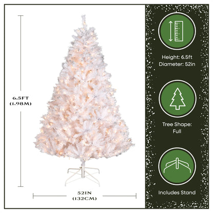 6.5 ft. Pre-Lit Winchester Pine White Tree with Clear Lights, Plug-In