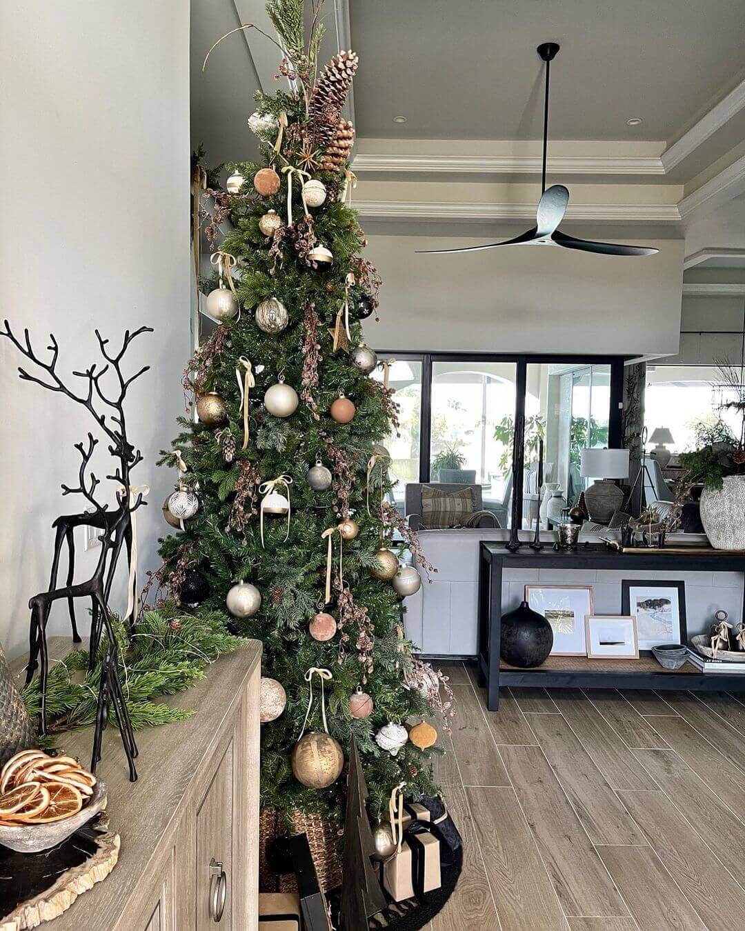 6.5' Yorkshire Fir Slim Artificial Christmas Tree with 400 Warm White LED Lights