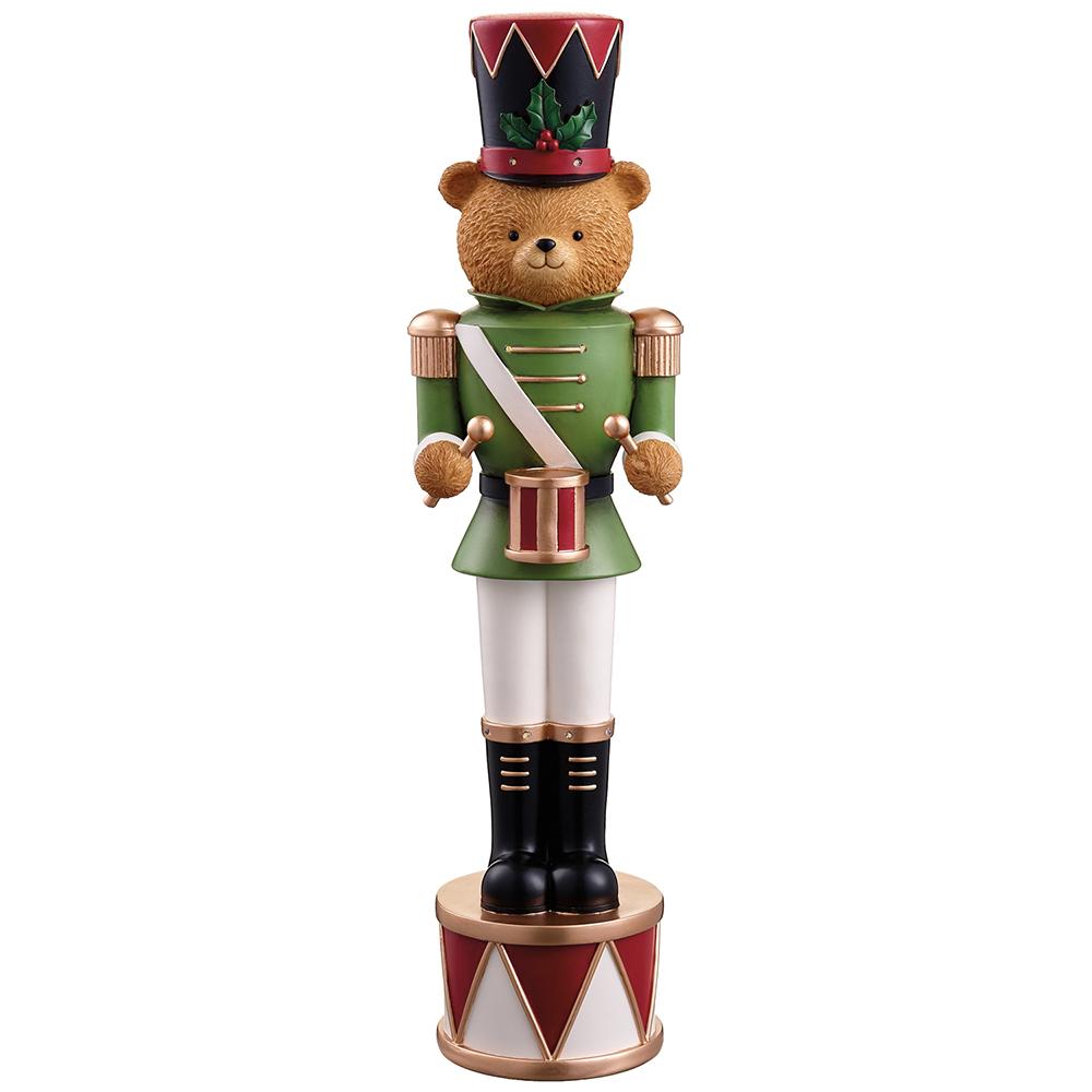 Soldier Bear Playing Drum w/Light Figurine, 21.5"