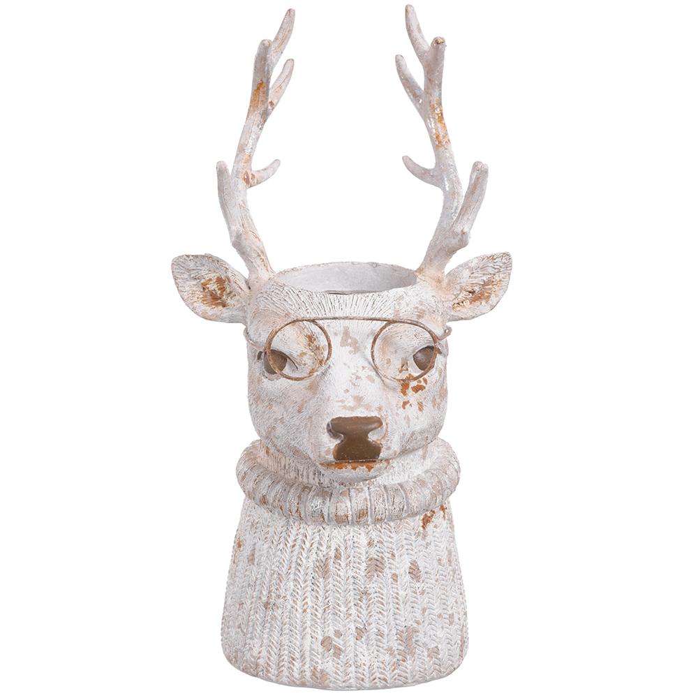 Reindeer Planter, 11.5" (White Antique)