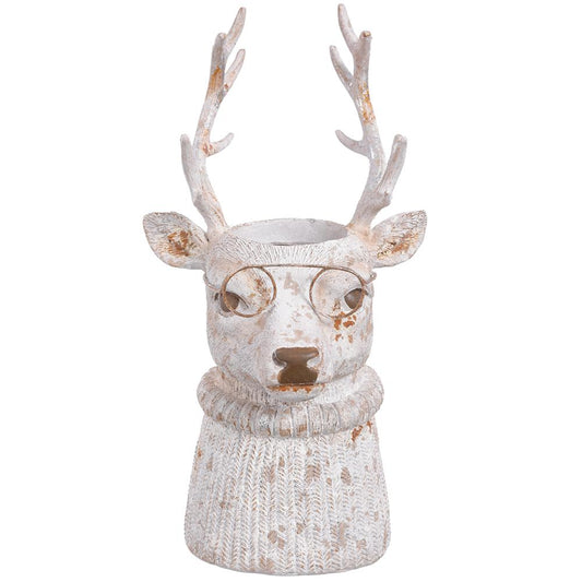 Reindeer Planter, 11.5" (White Antique)