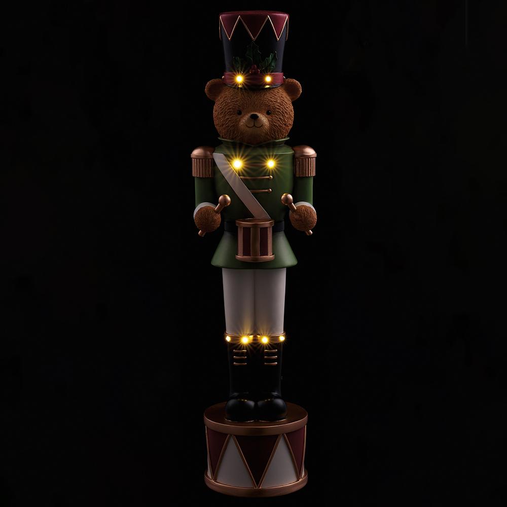 Soldier Bear Playing Drum w/Light Figurine, 21.5"