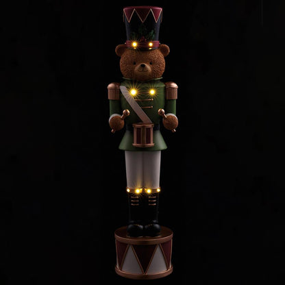 Soldier Bear Playing Drum w/Light Figurine, 21.5"