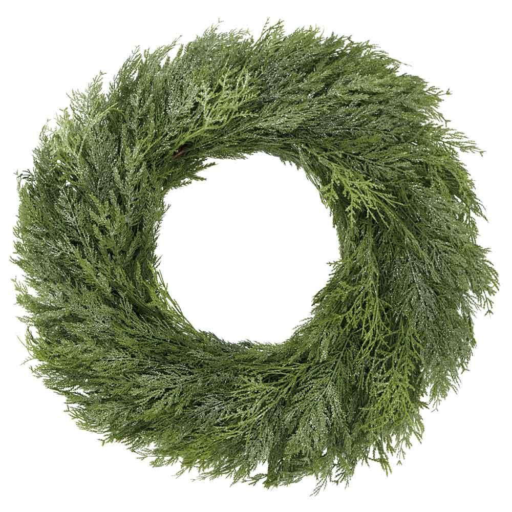Glittered Ultra Deluxe Mixed Cedar Wreath, 30" (Green)