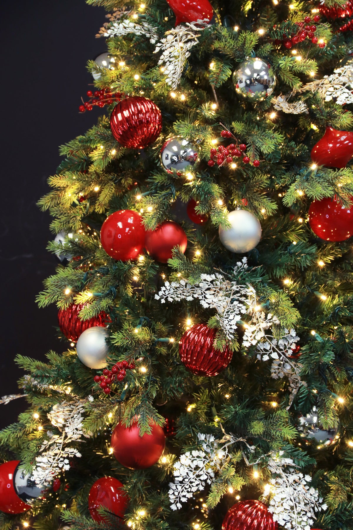 Hinged Pre-Decorated Artificial Christmas Tree, LED Lit, Warm White (7ft to 9ft)