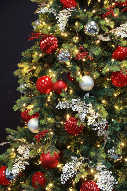 Hinged Pre-Decorated Artificial Christmas Tree, LED Lit, Warm White (7ft to 9ft)