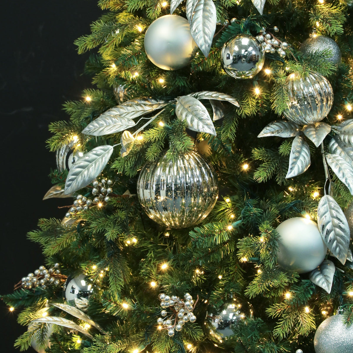 Hinged Pre-Decorated Artificial Christmas Tree, LED Lit, Warm White (7ft to 9ft)