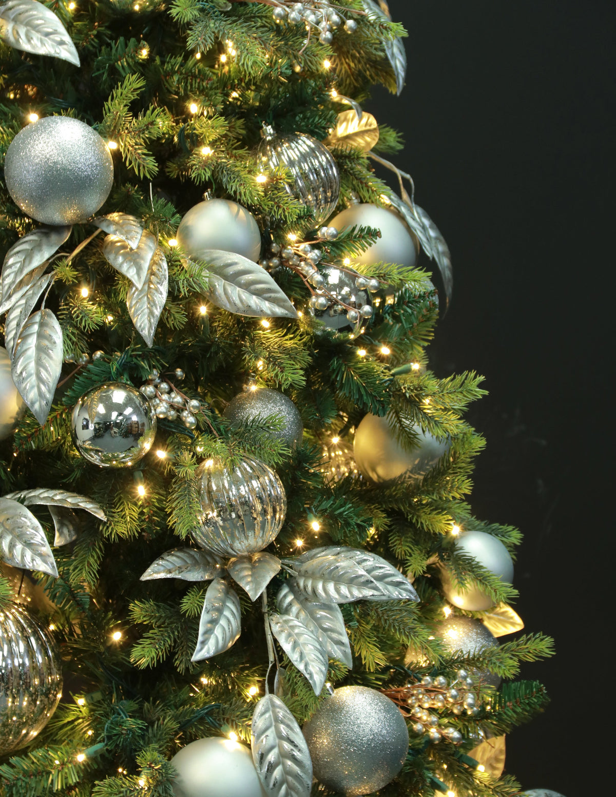 Hinged Pre-Decorated Artificial Christmas Tree, LED Lit, Warm White (7ft to 9ft)