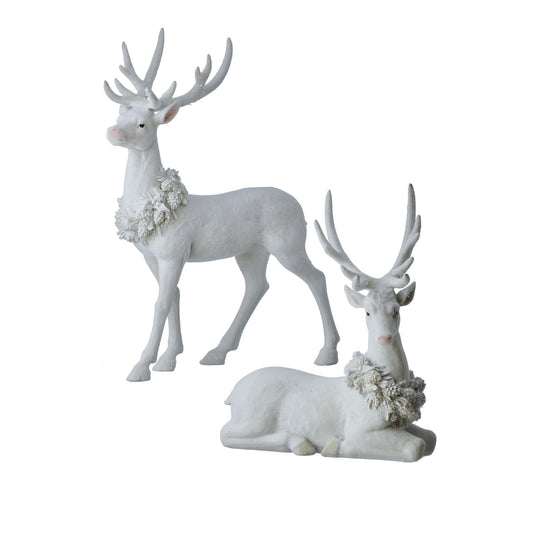 Resin Frozen Flock Deer, 11.5-15.5" (Set of 2)