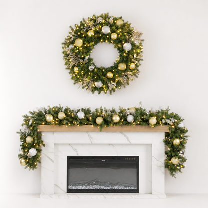 Pre-Decorated Mixed Pine Artificial Christmas Wreath, LED Lit (Warm White), 2ft to 5ft