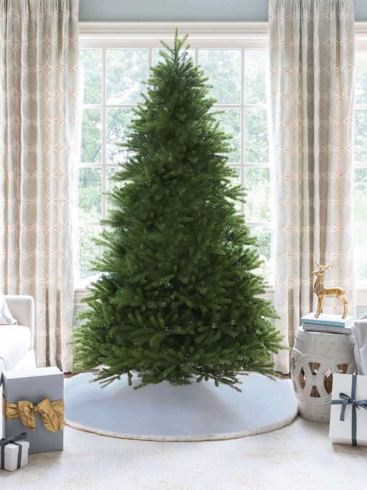12' King Fraser Fir Artificial Christmas Tree with 3000 Warm White & Multi-Color LED Lights