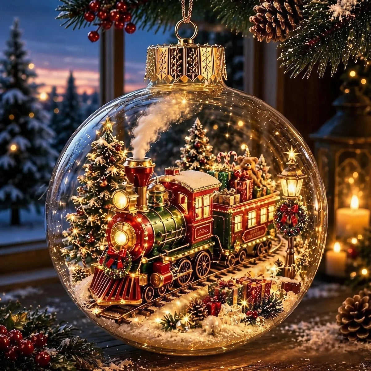 Lighted Christmas Scene Ornament