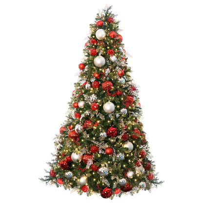 Hinged Pre-Decorated Artificial Christmas Tree, LED Lit, Warm White (7ft to 9ft)