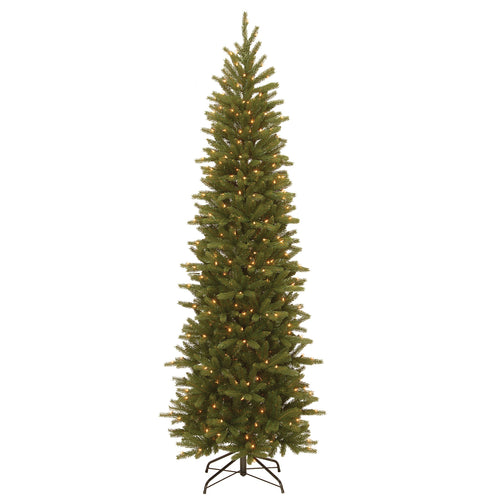 7.5 ft. Pre-Lit Grande Fir Pencil Slim Tree with Clear Lights, Plug-In
